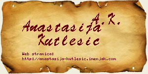 Anastasija Kutlešić vizit kartica